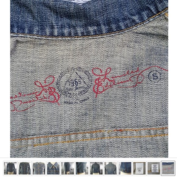 Jeans Jacket women sz S pleated front Gap 1969 Dark blue Denim 100% cotton - Picture 12 of 12